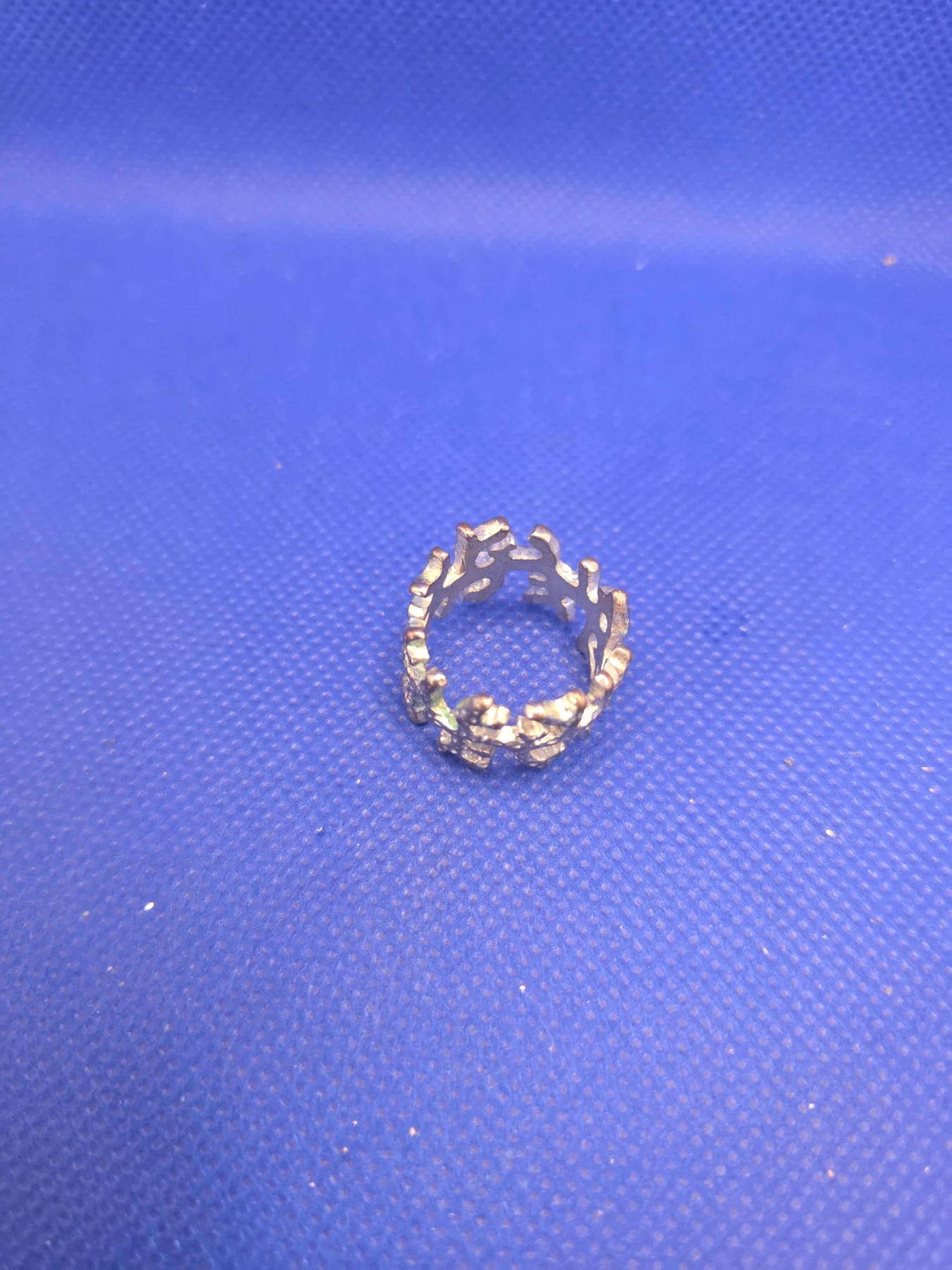 Silver-Tone Coral Branch Openwork Textured Band Ring