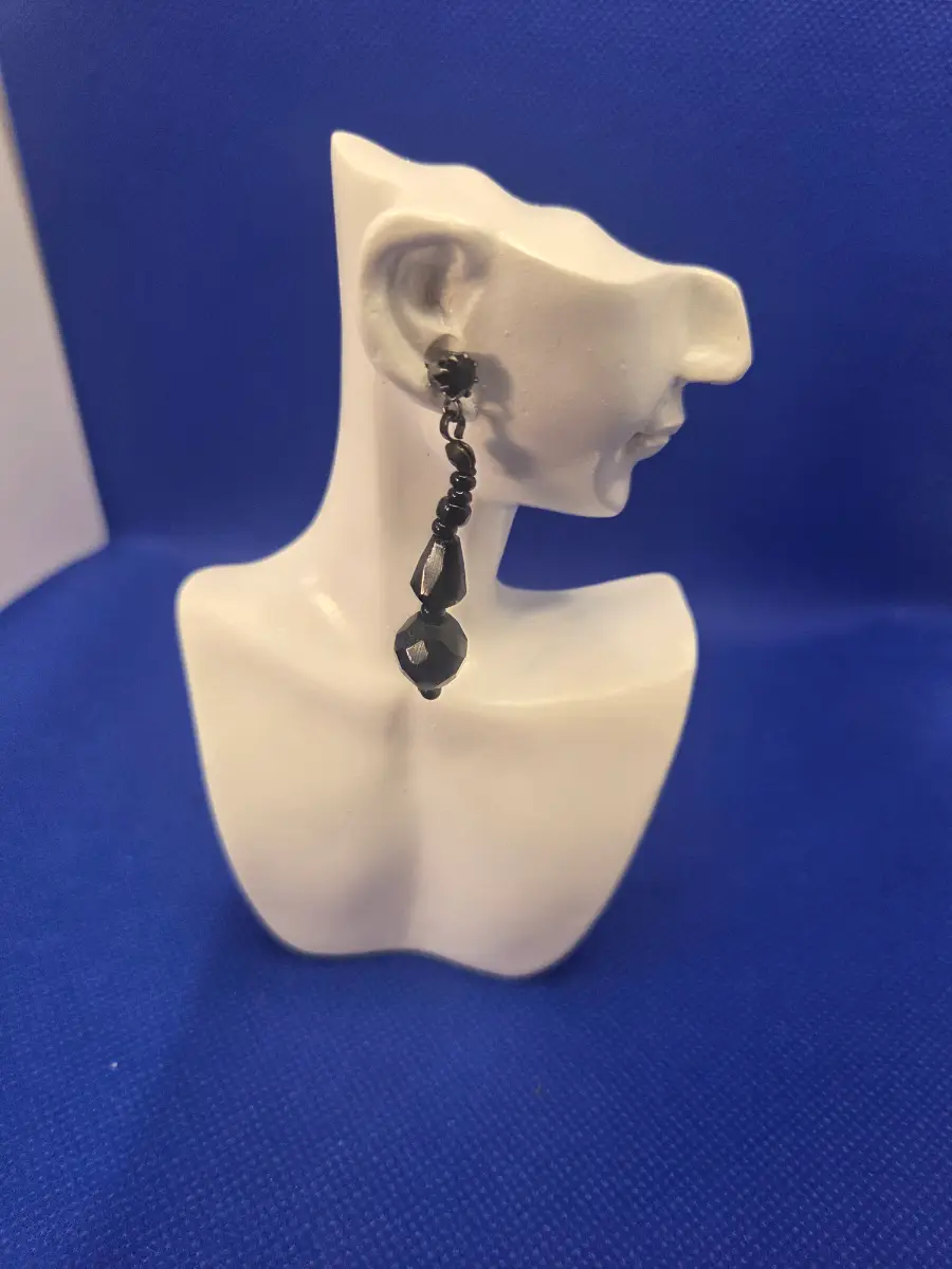 Black Faceted Drop Gothic Earrings