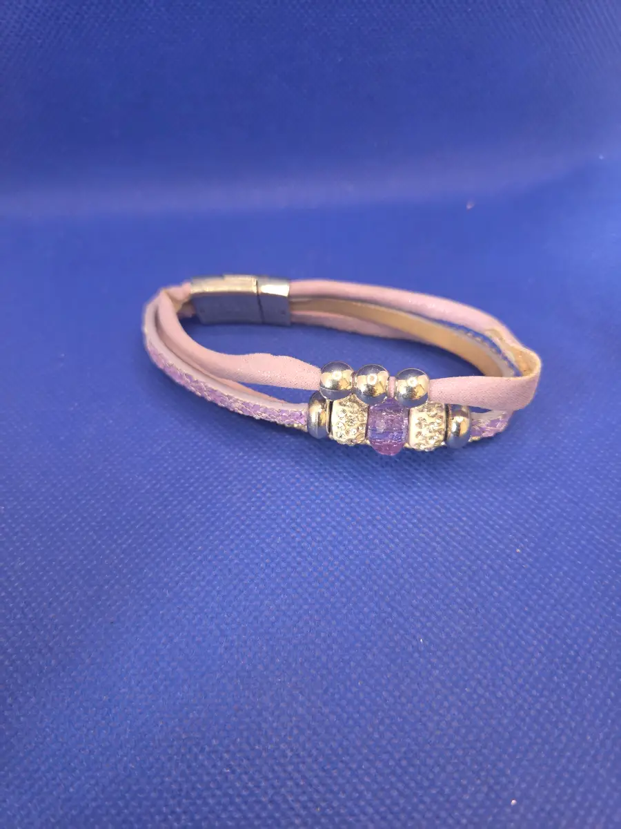 Blush Pink Sparkle Beaded Magnetic Bracelet