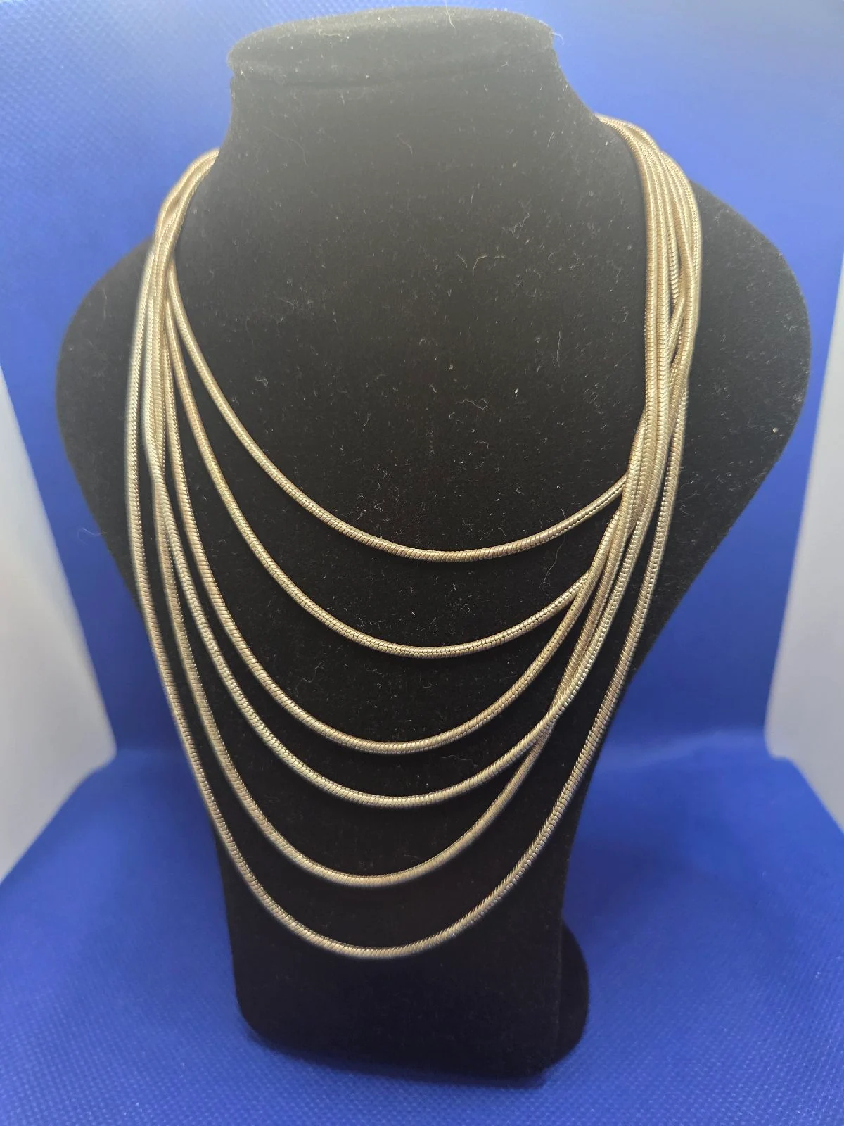 Multi Strand Layered Snake Chain Statement Necklace