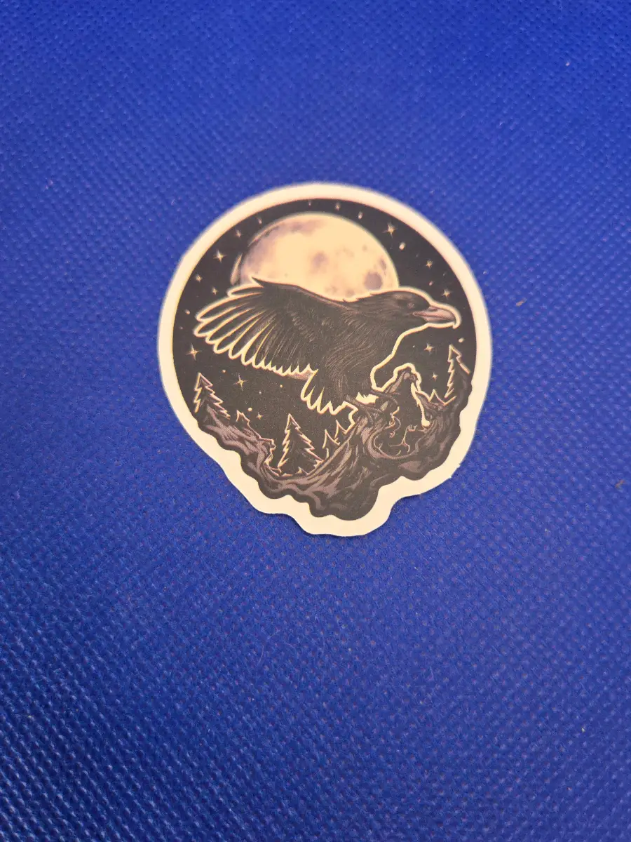 Full Moon Flying Raven Sticker