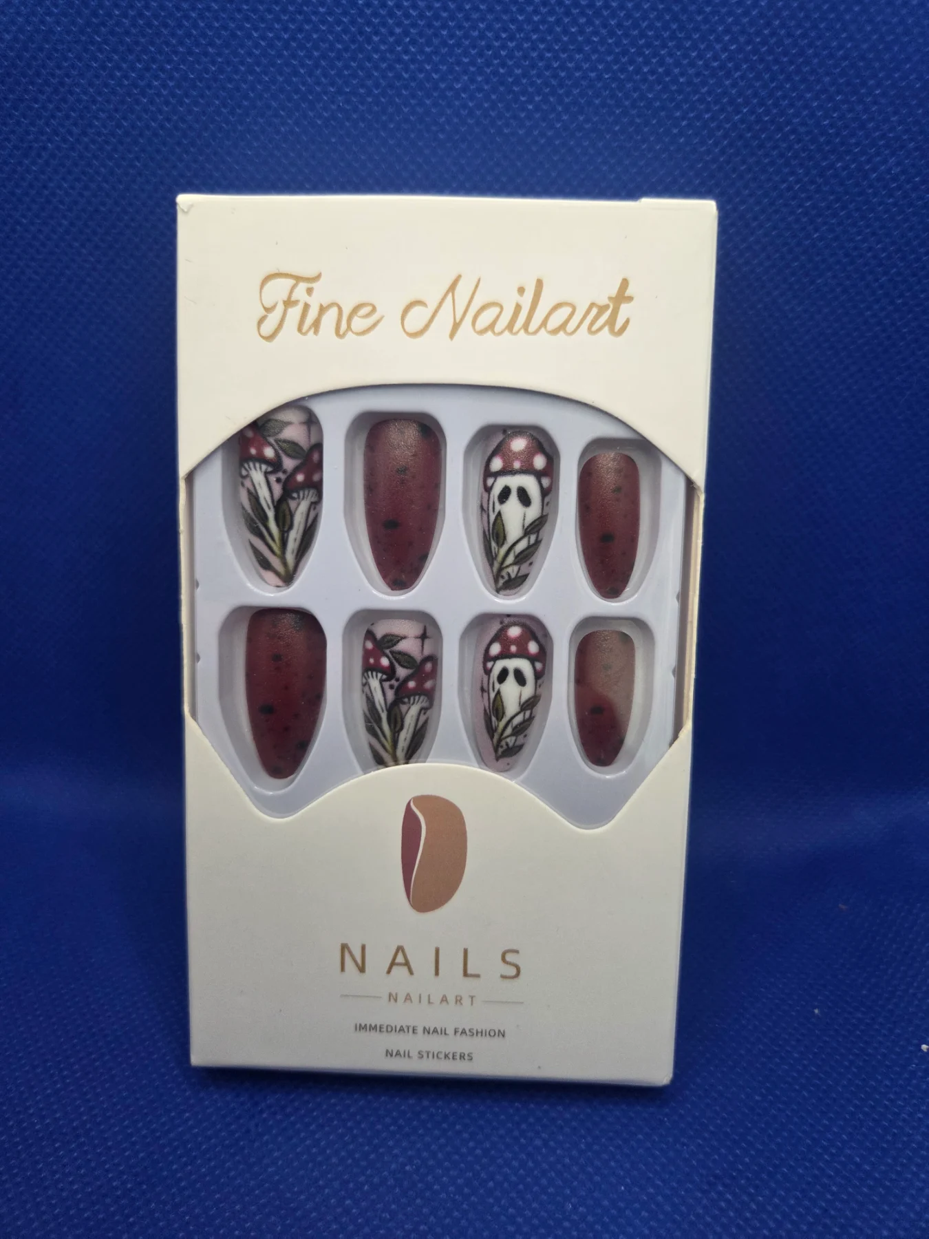 Gothic Red Mushroom Ghost Press On Nails By Fine Nailart