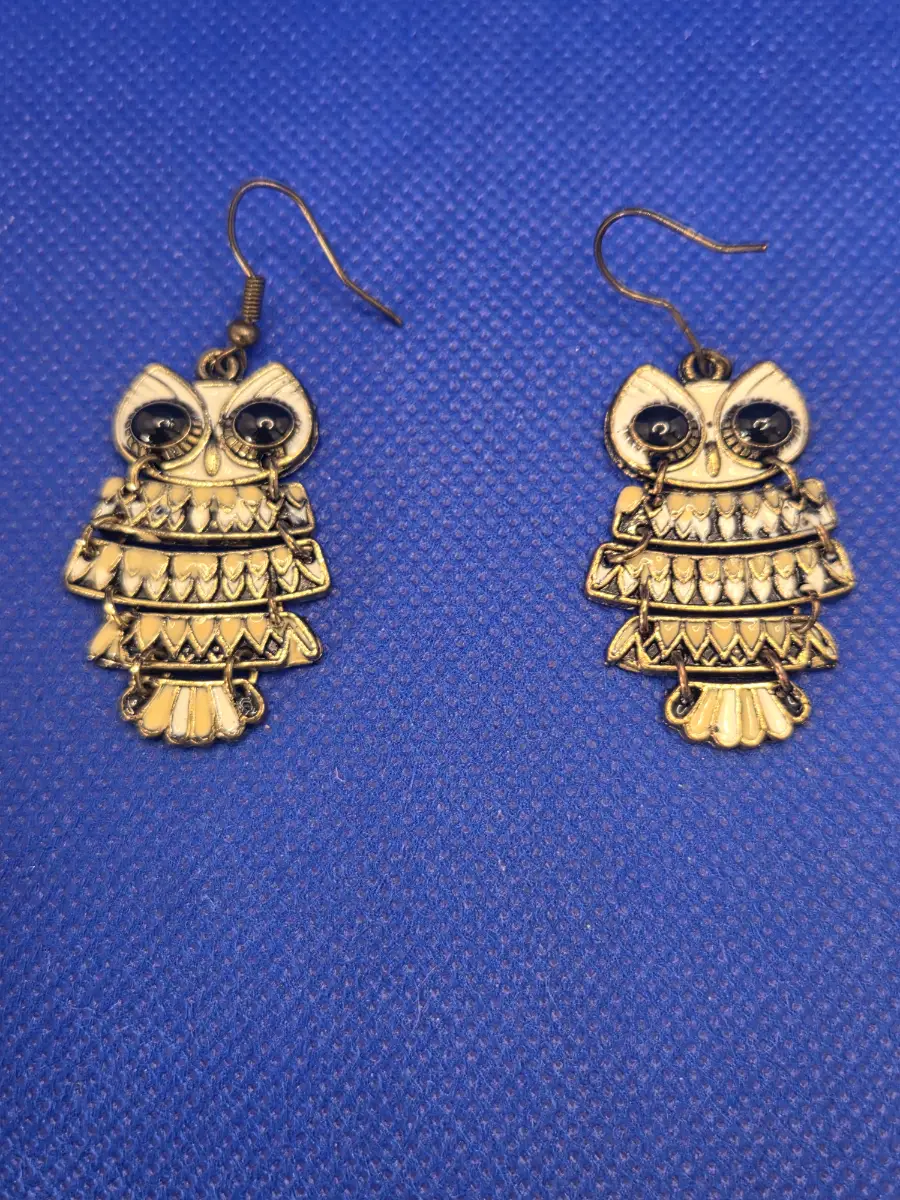 Articulate Owl Drop Earrings Costume Jewelry