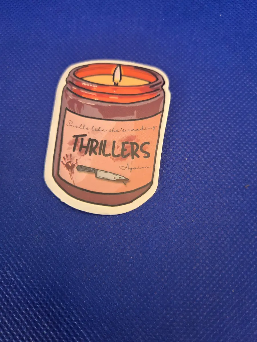 "Smells Like Shes Reading Thrillers" Vinyl Sticker