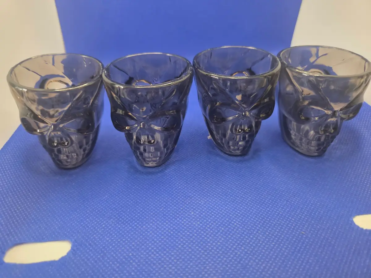 Dark Grey Skull Shaped Shot Cups - 4 Pack