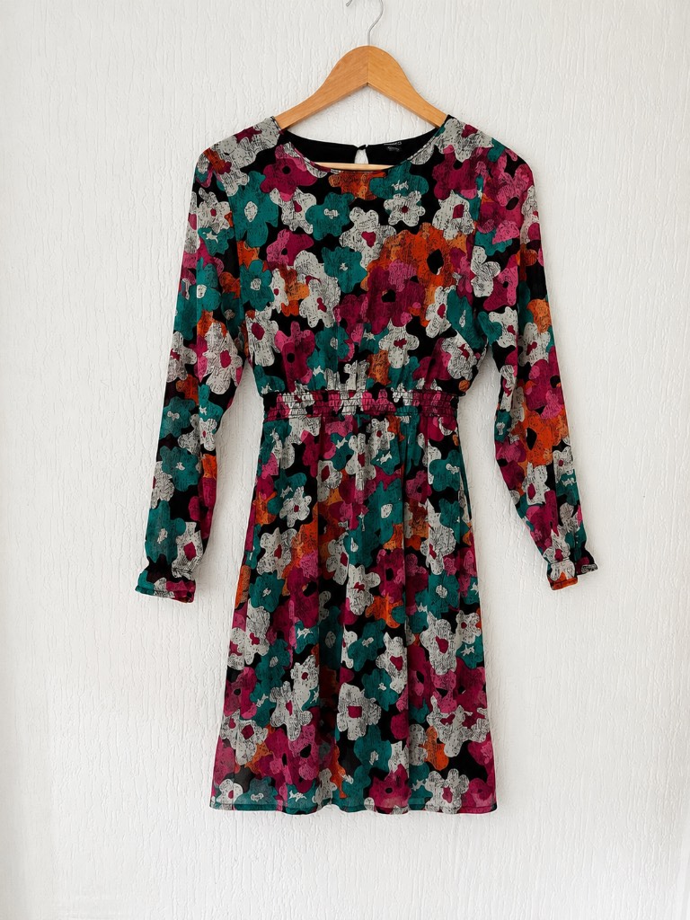 Esmara Women’s Floral Mini Dress UK 10 Multicolour Long Sleeve Tunic Dress