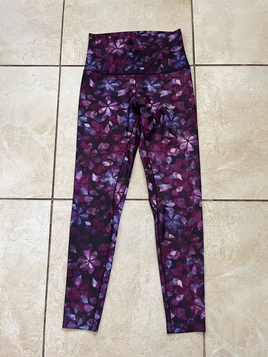 Next Active Leggings Women UK 12 Purple Floral High Waist Gym Running Yoga