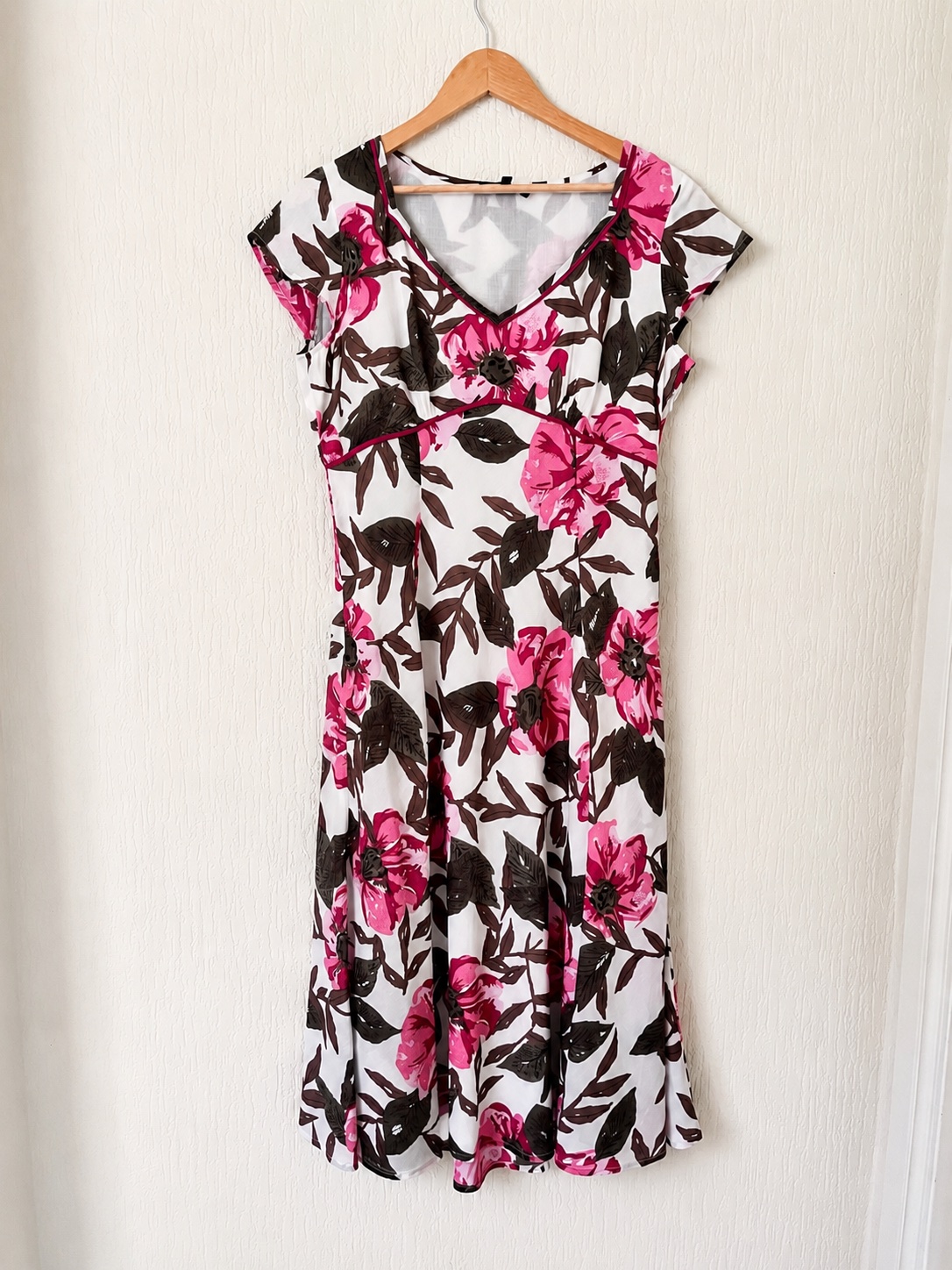 First Avenue Women’s Size 16 Pink Brown Floral Cotton Summer Dress