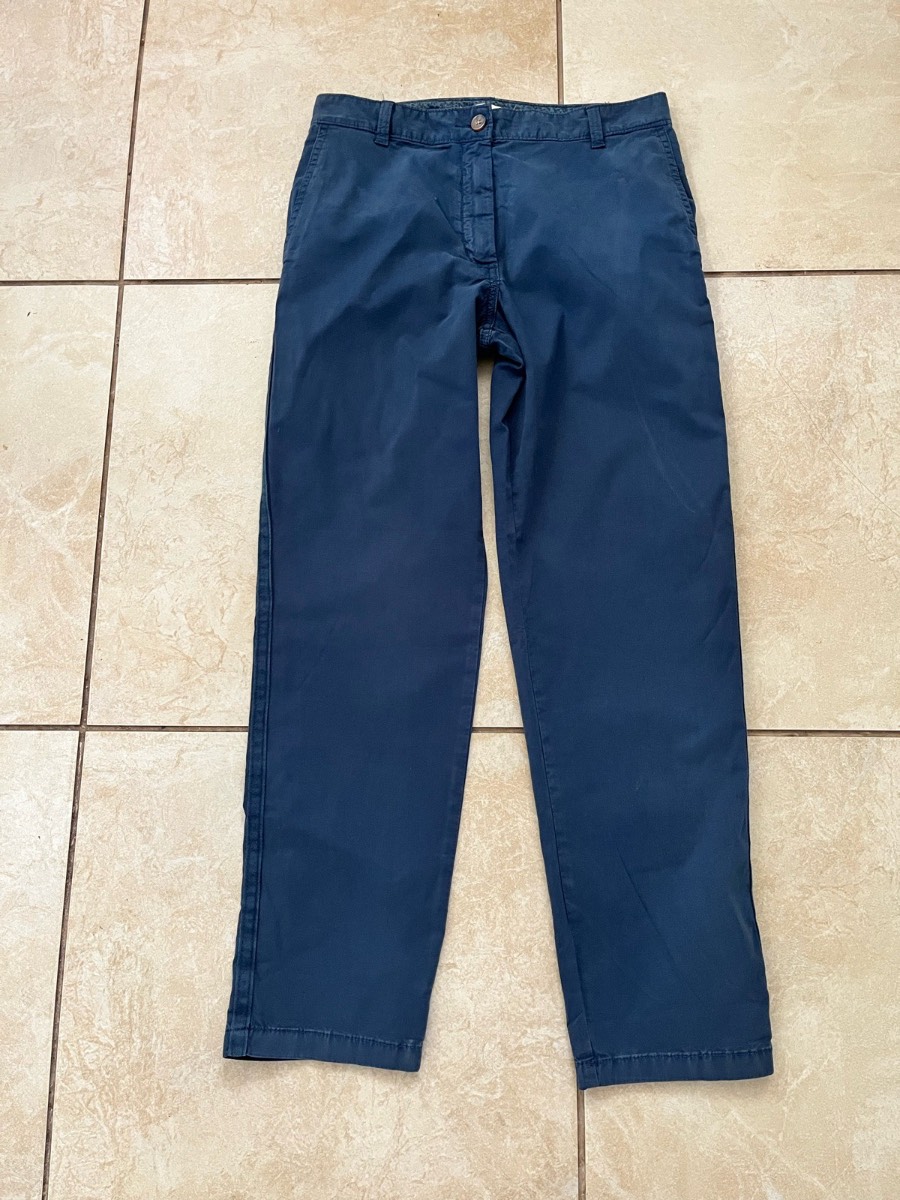 M&S Chinos Women’s UK 8 Short Navy Blue Cotton Stretch Straight Leg Trousers