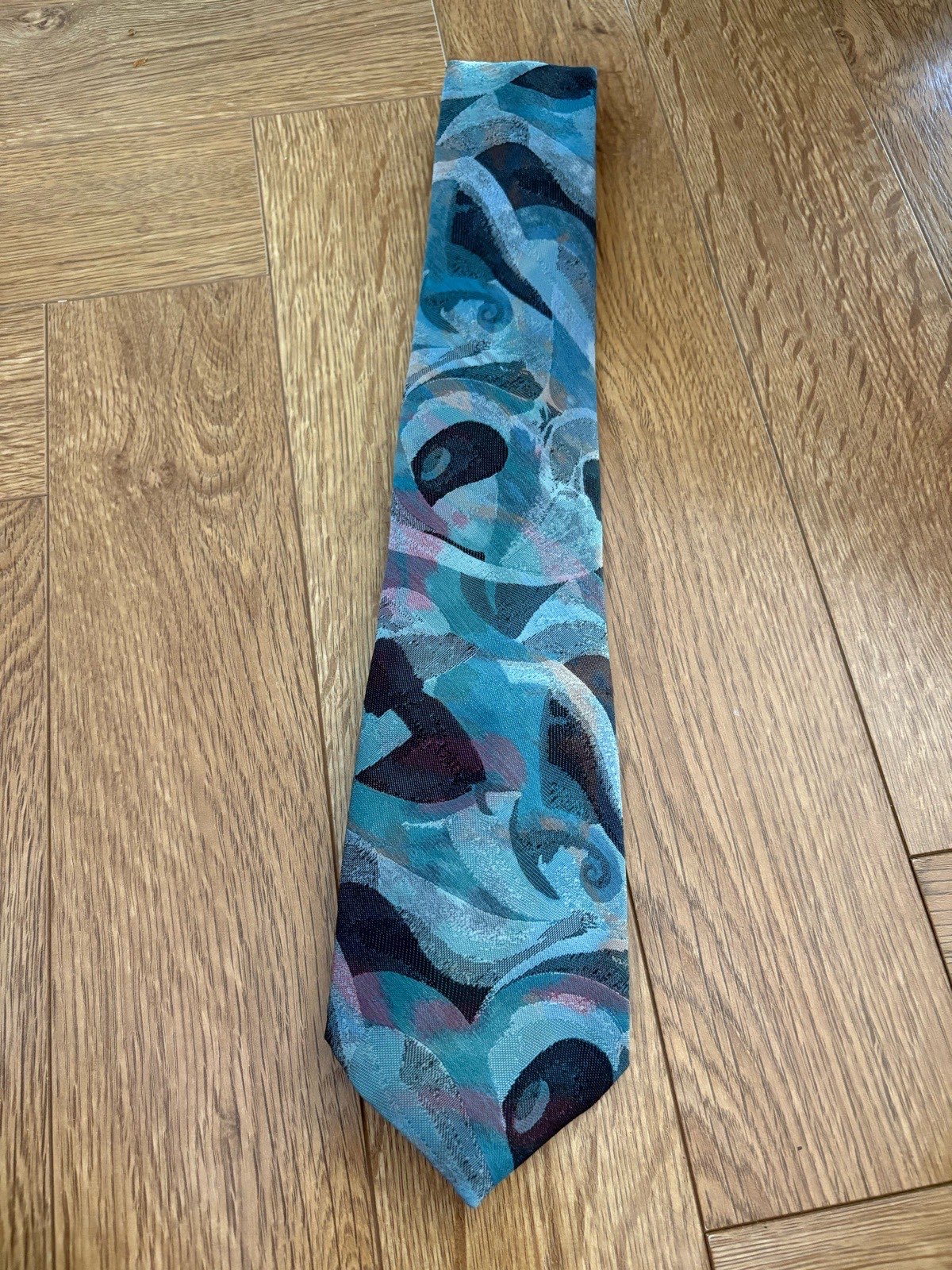 Rael Brook Teal Abstract Polyester Tie