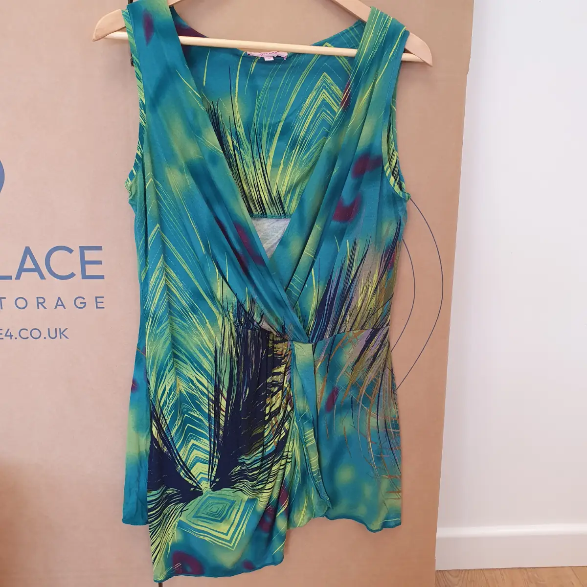 Per una wrap around effect tunic style sleeveless top blouse size 14