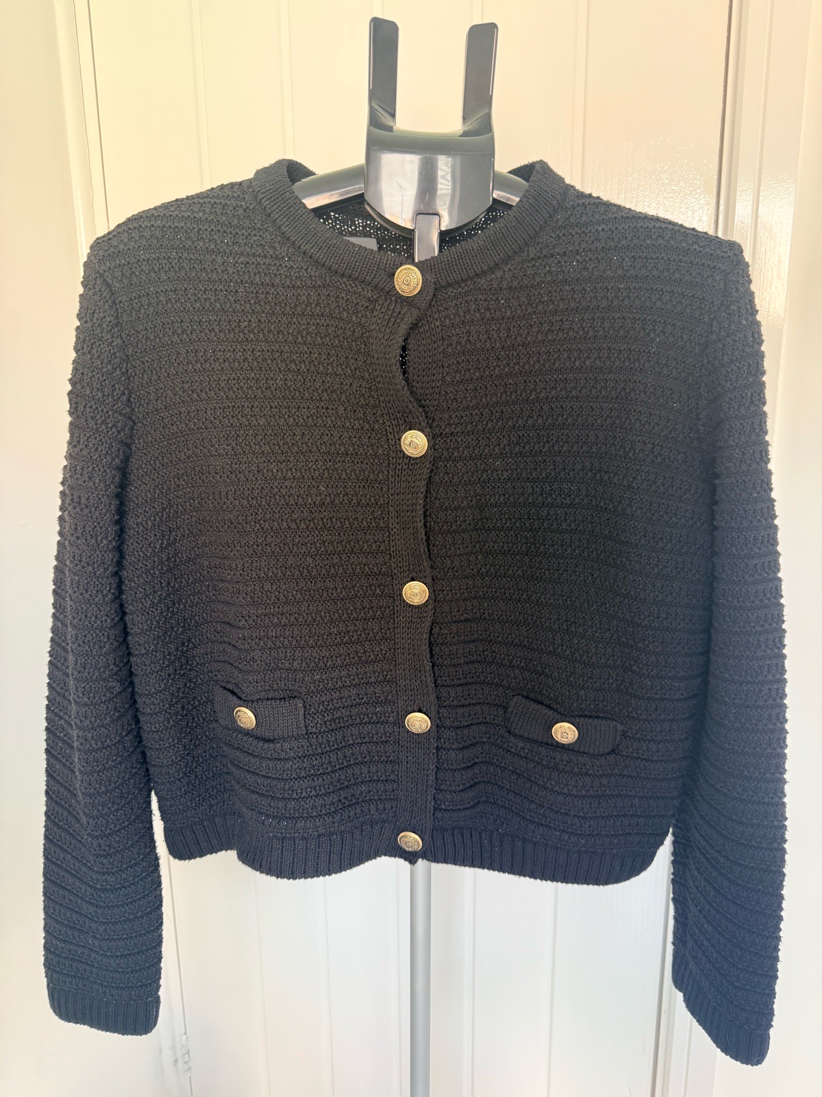 M&S Black gold button knit cardigan M