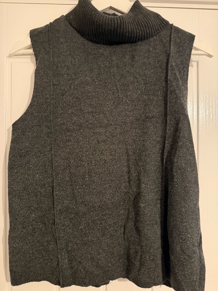 Grey Marl Sleeveless Roll Neck Knit Top — Minimal Aesthetic