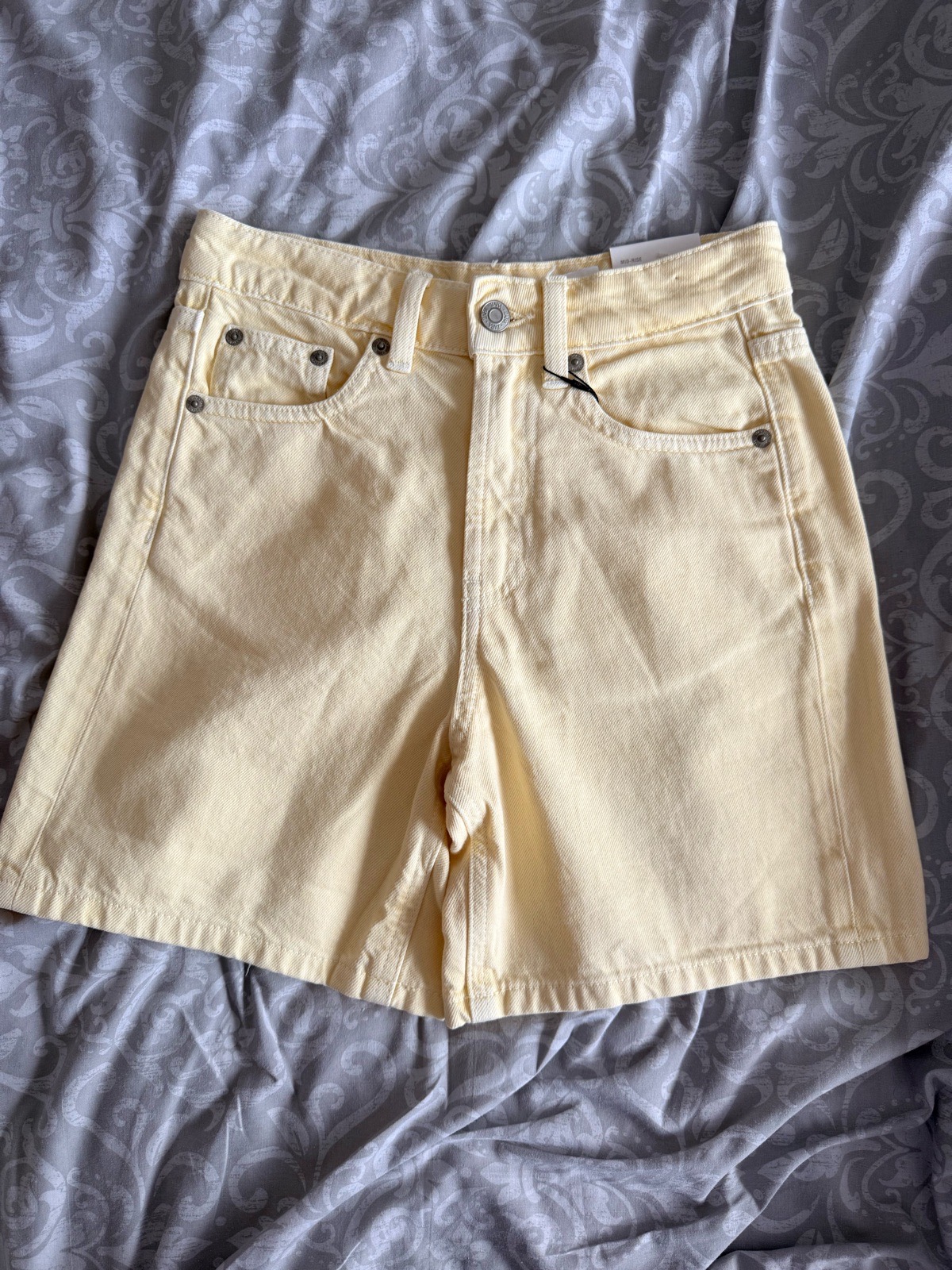 Zara pale yellow high-waist denim shorts EUR 32 BNWT