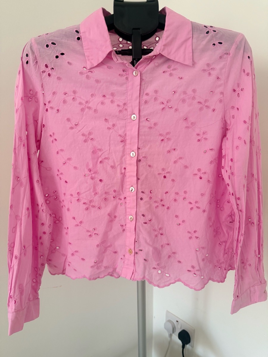 Zara pink broderie anglaise cropped M