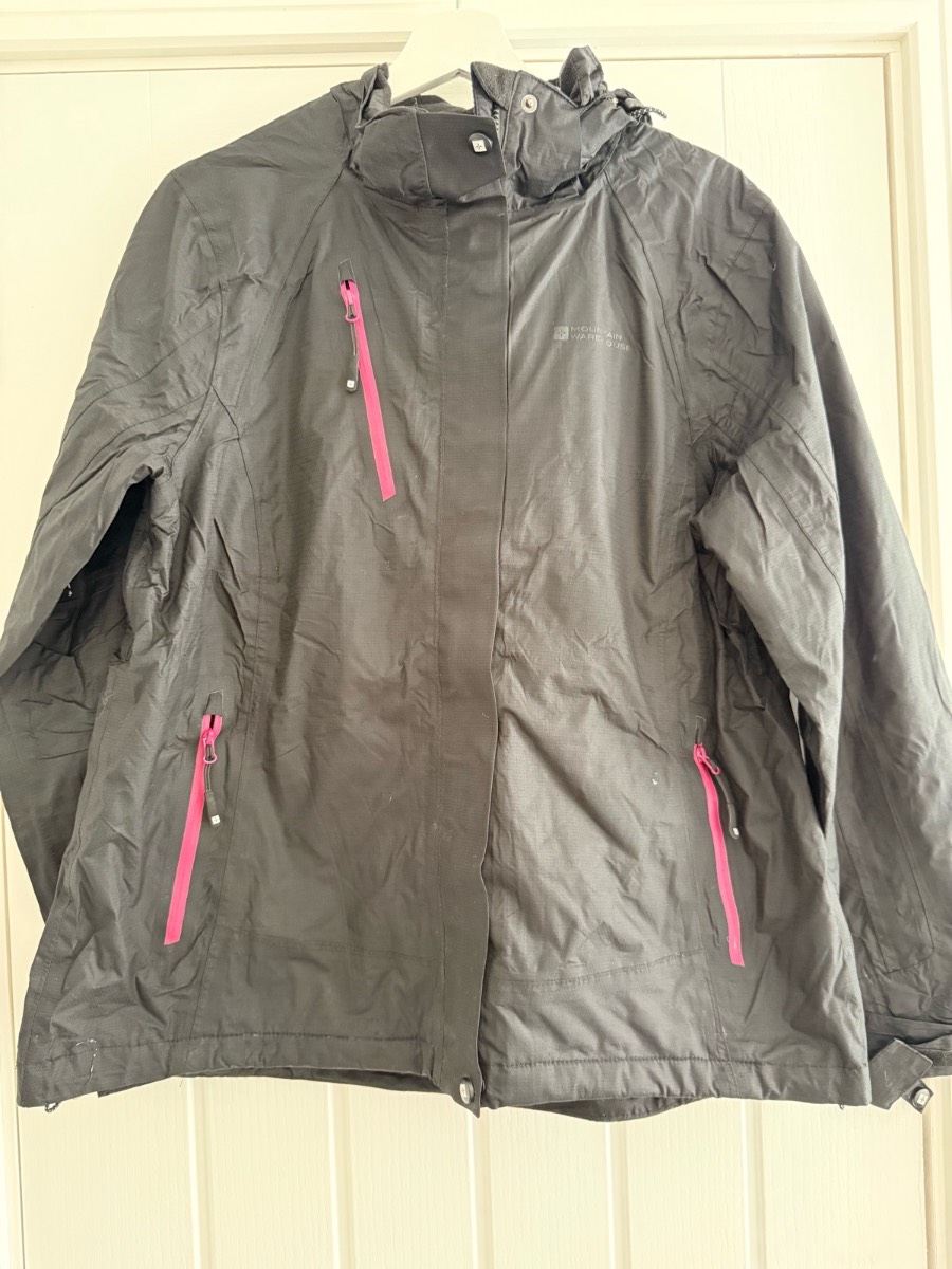Mountain Warehouse waterproof jacket grey + pink UK 16