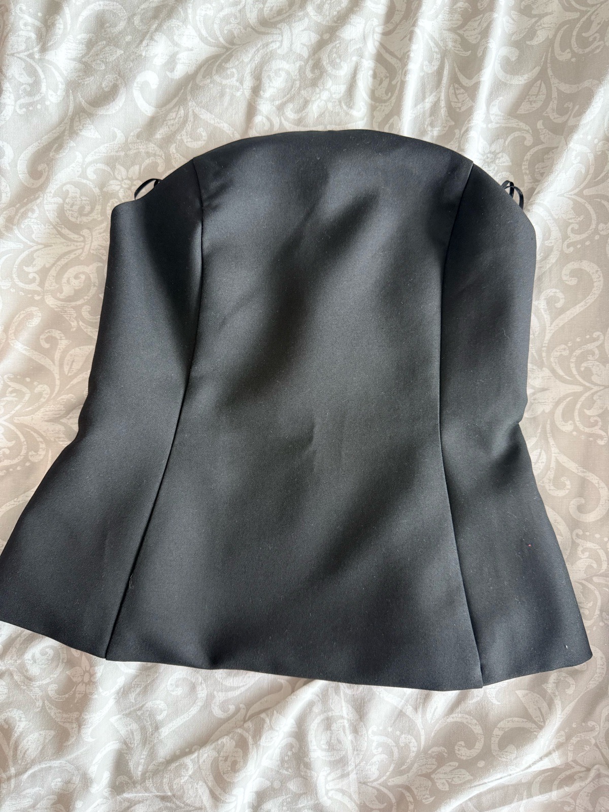 Zara Black Structured Strapless Corset Top Size S