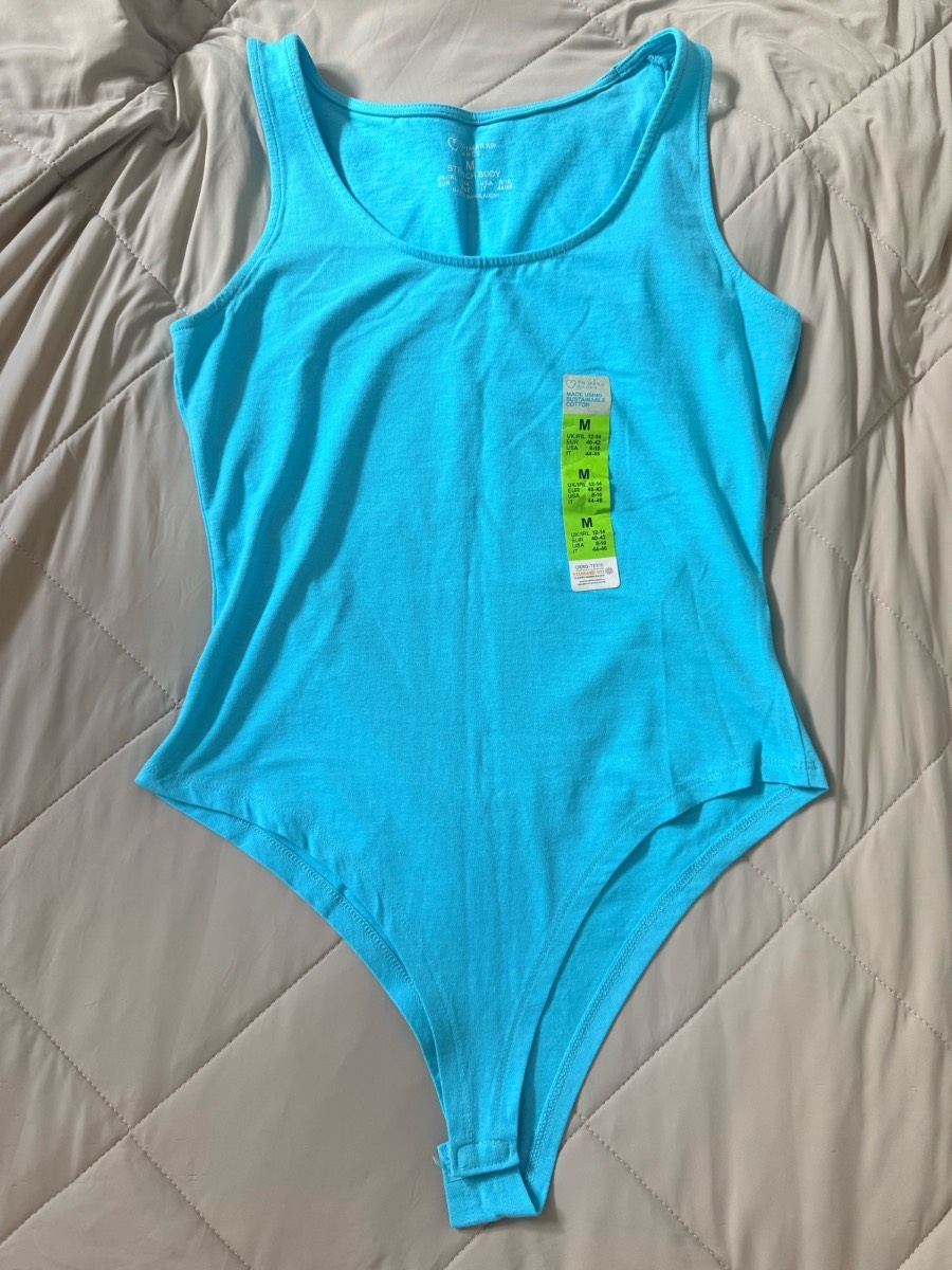 Primark Turquoise Ribbed Sleeveless Bodysuit Size M BNWT