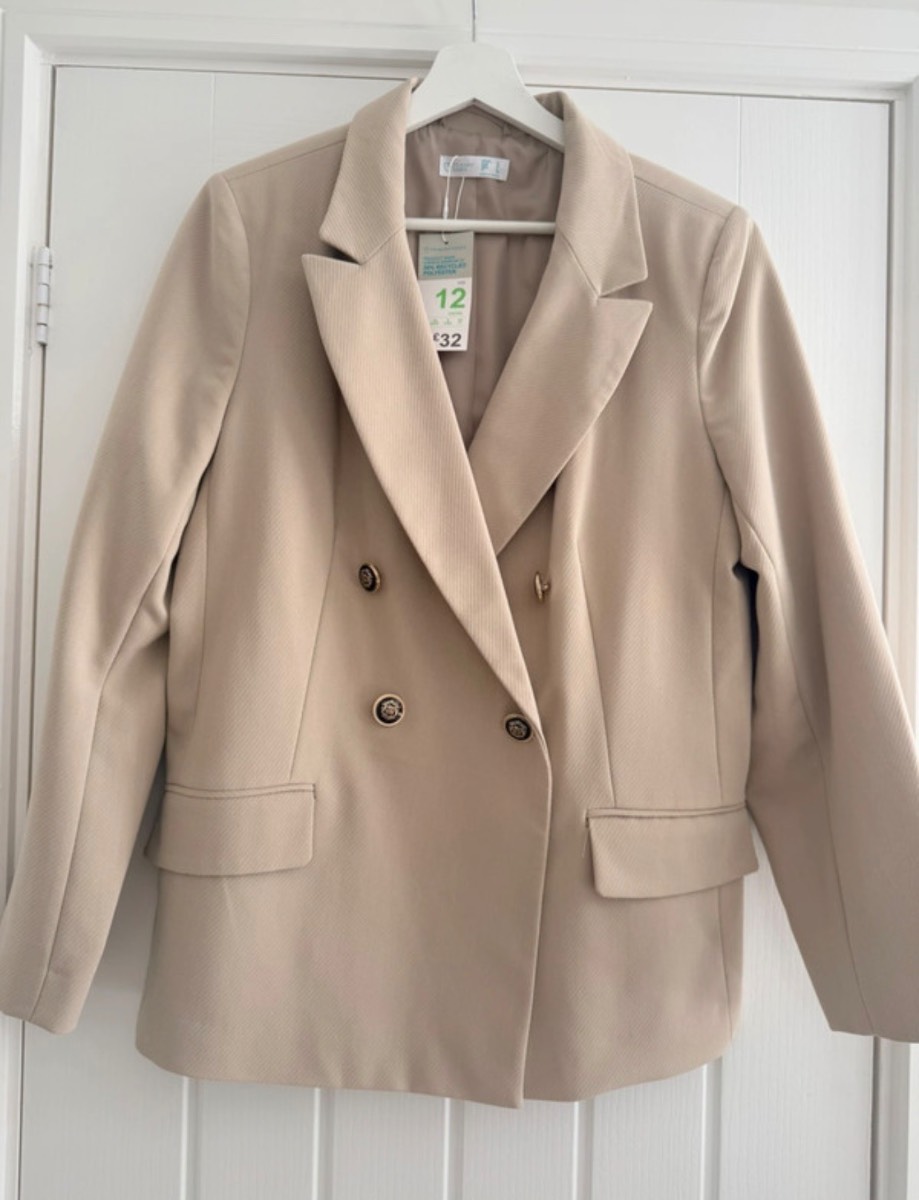 Primark Camel Double-Breasted Blazer Size 12 BNWT