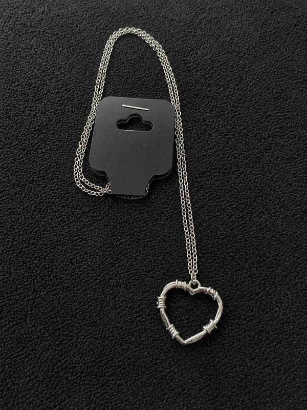 Silver Barbed Wire Heart Necklace, Gothic Alternative Emo Y2K Grunge Punk, BNWT
