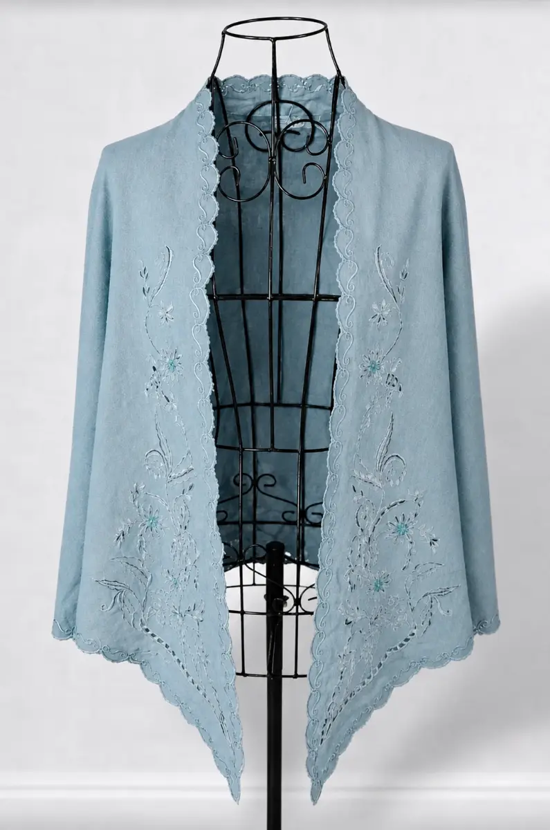 New Look Periwinkle Blue Embroidered Scalloped Hem Kimono Cardigan Size 12 BNWT