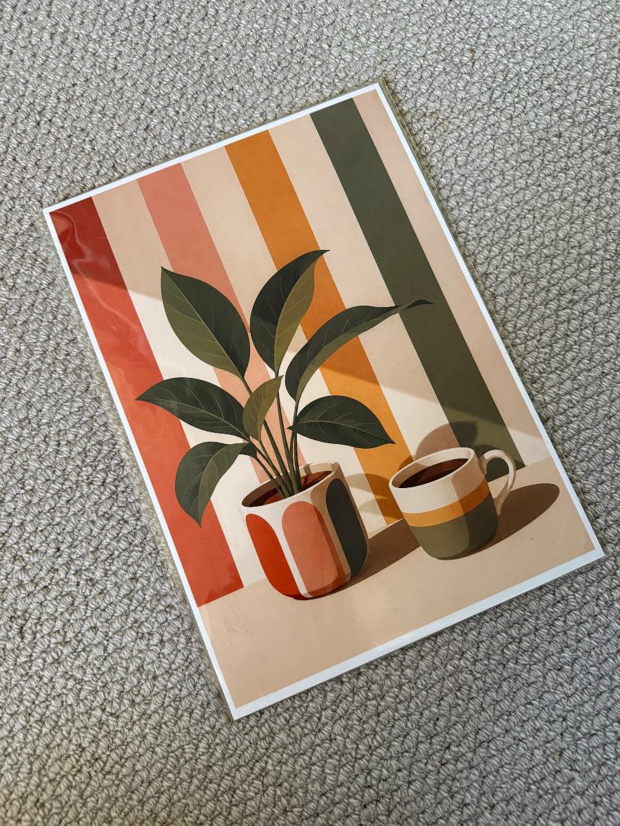 Coffee and Plants A4 Wall Art Poster Print