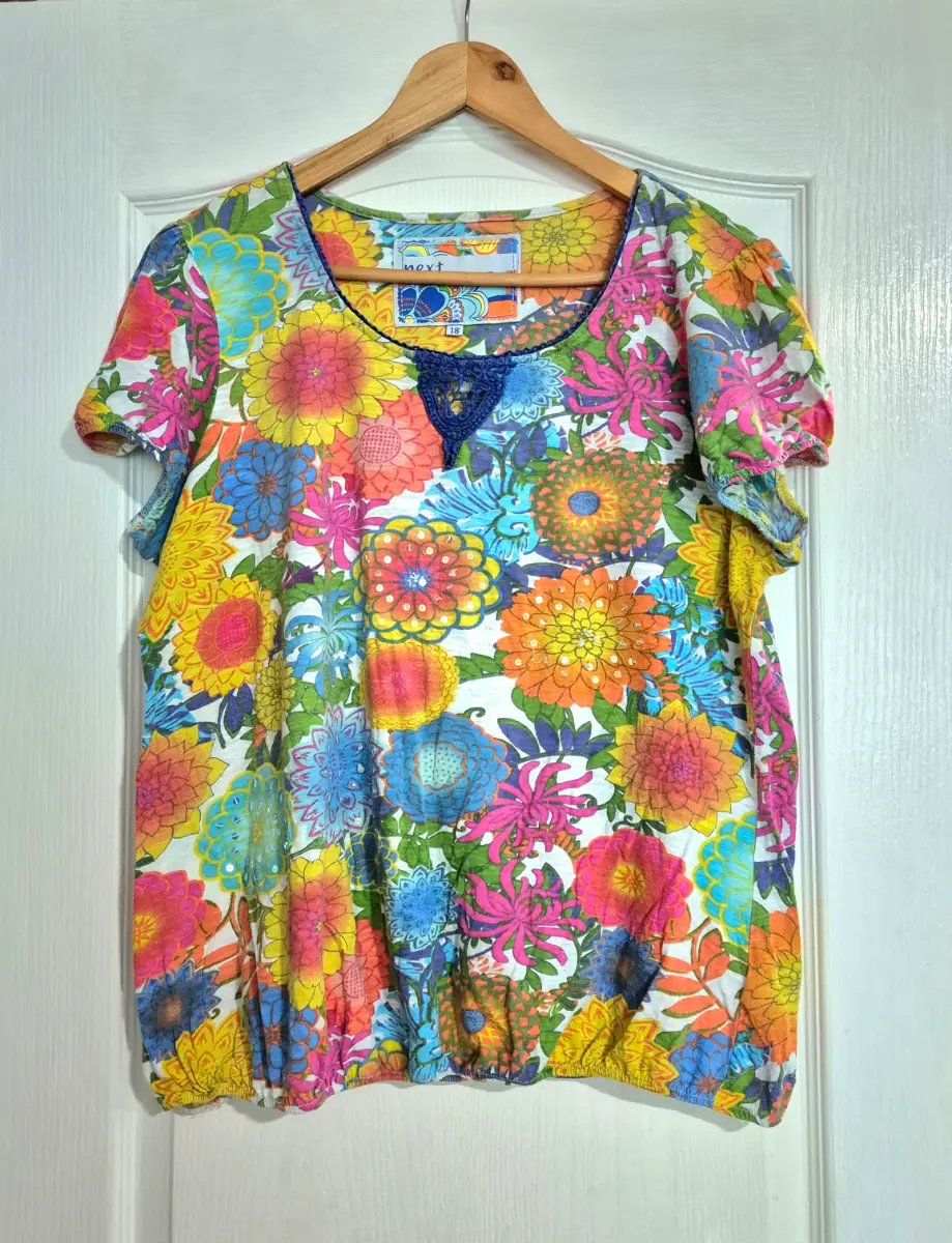 Vintage Next floral sequin top Y2K | Size 18 | 90s boho festival style