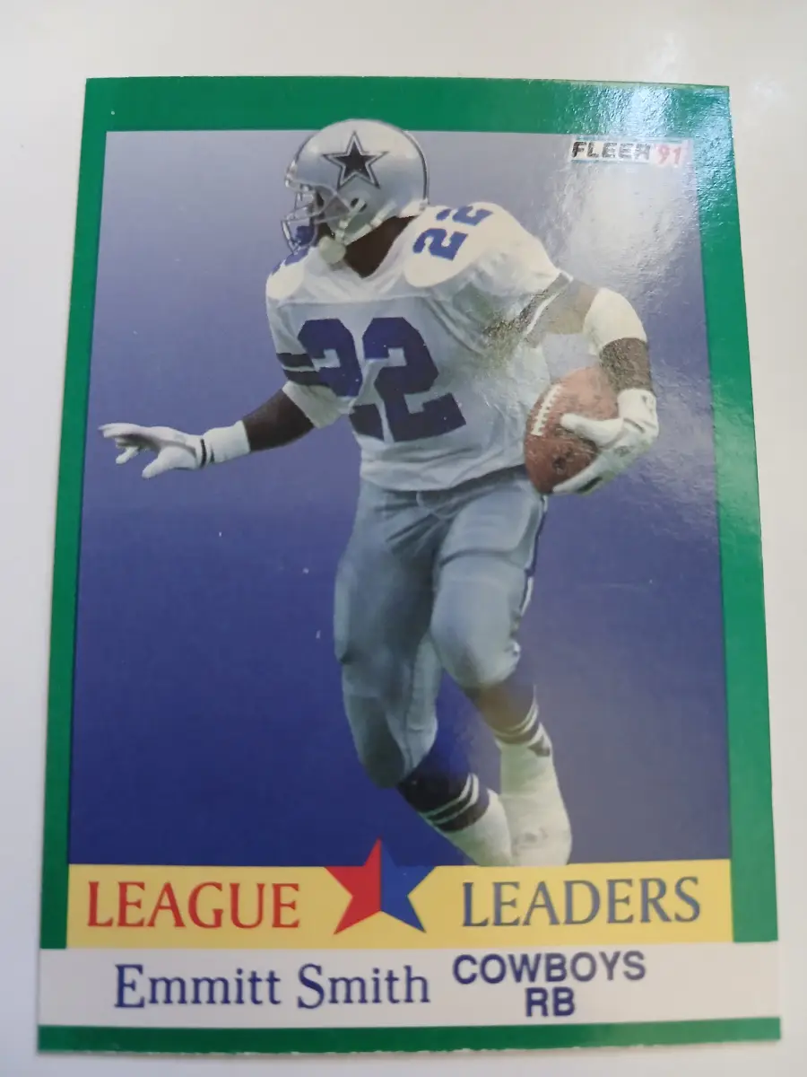 Emmitt Smith NFL Running Back Dallas Cowboys League Leader Card Fleer 1991