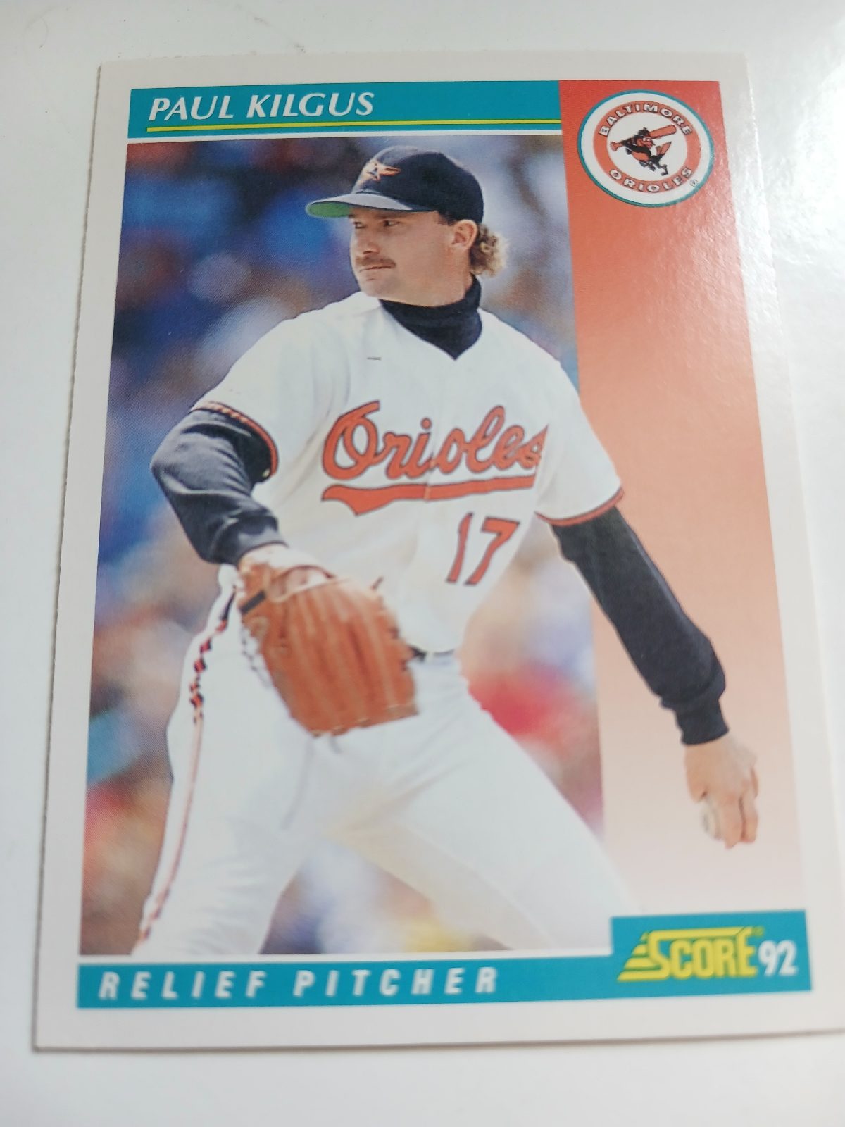Paul Kilgus MLB Pitcher Baltimore Orioles Score 1992