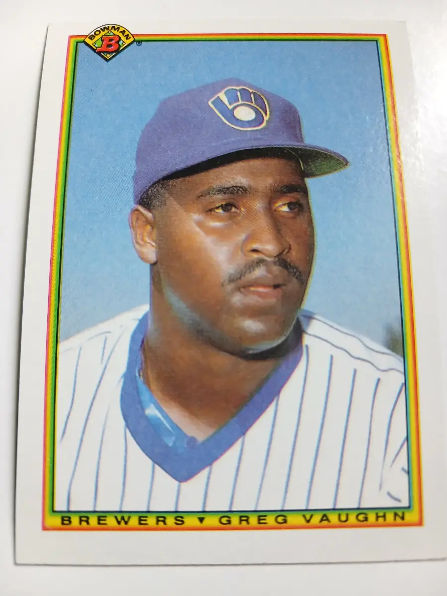 Greg Vaughn MLB Outfielder Milwaukee Brewers Bowman 1989
