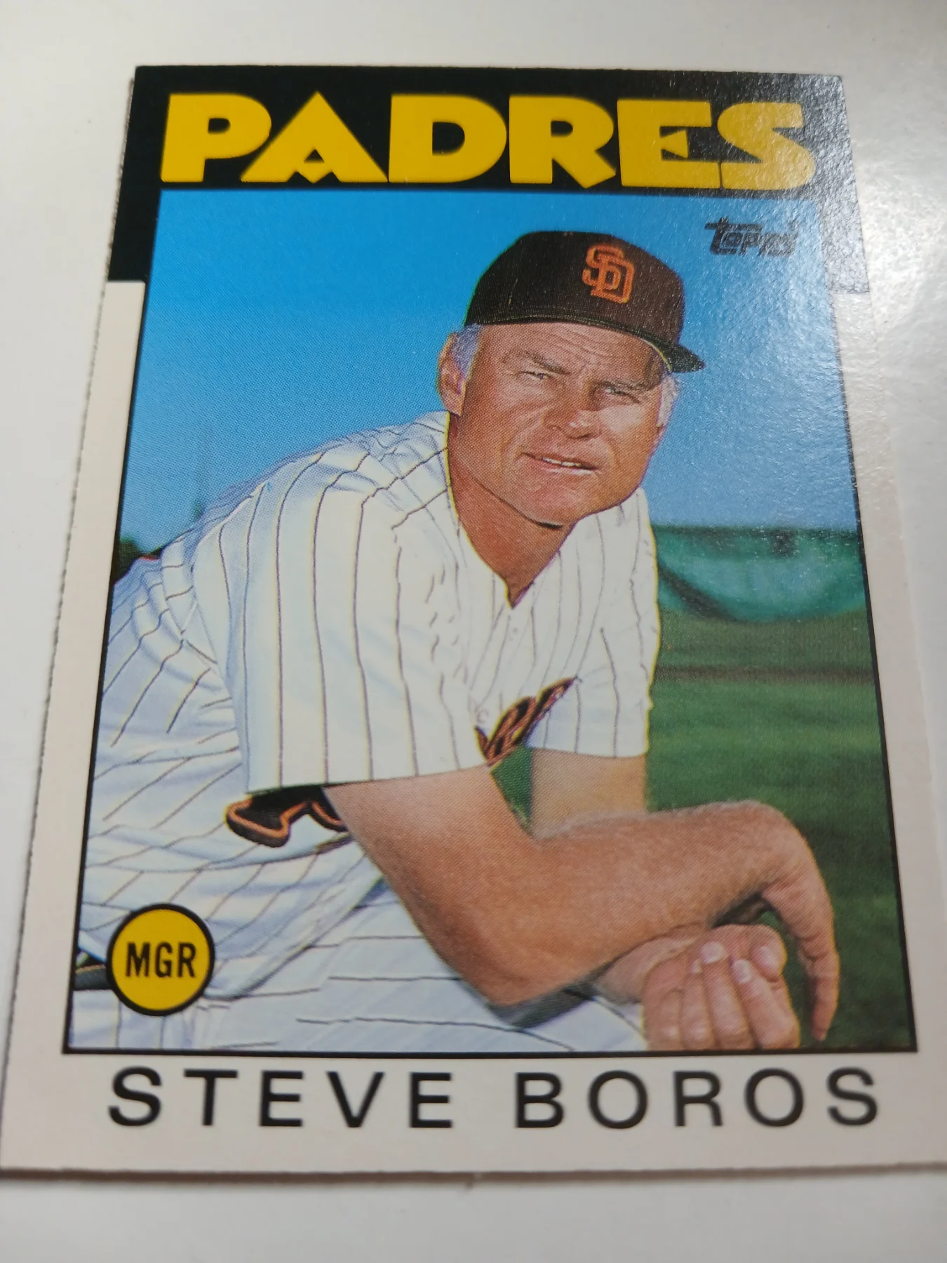 Steve Boros MLB Manager San Diego Padres Topps 1986
