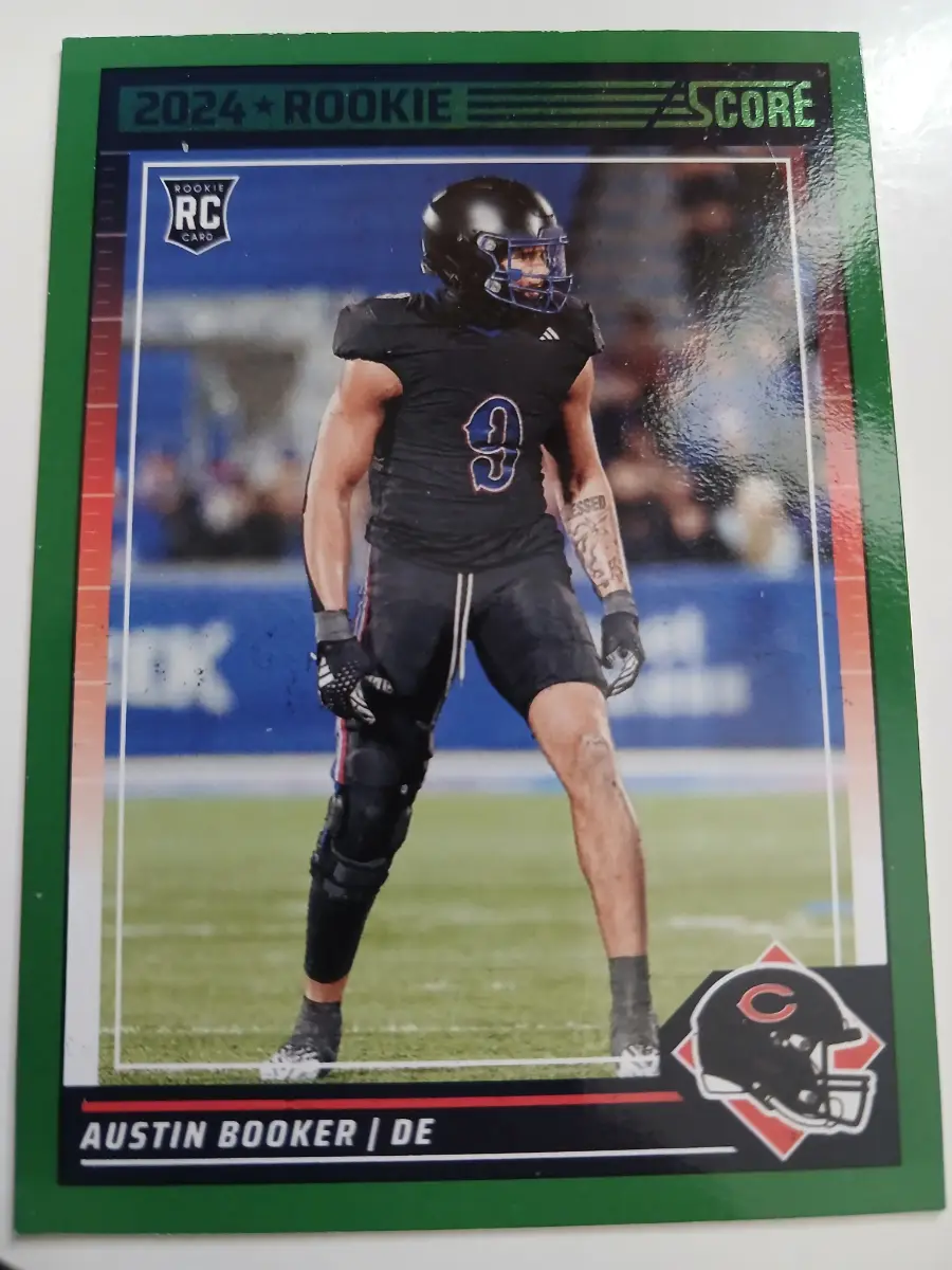 Austin Booker NFL Defensive End Chicago Bears Score 2024 Green Rookie Card