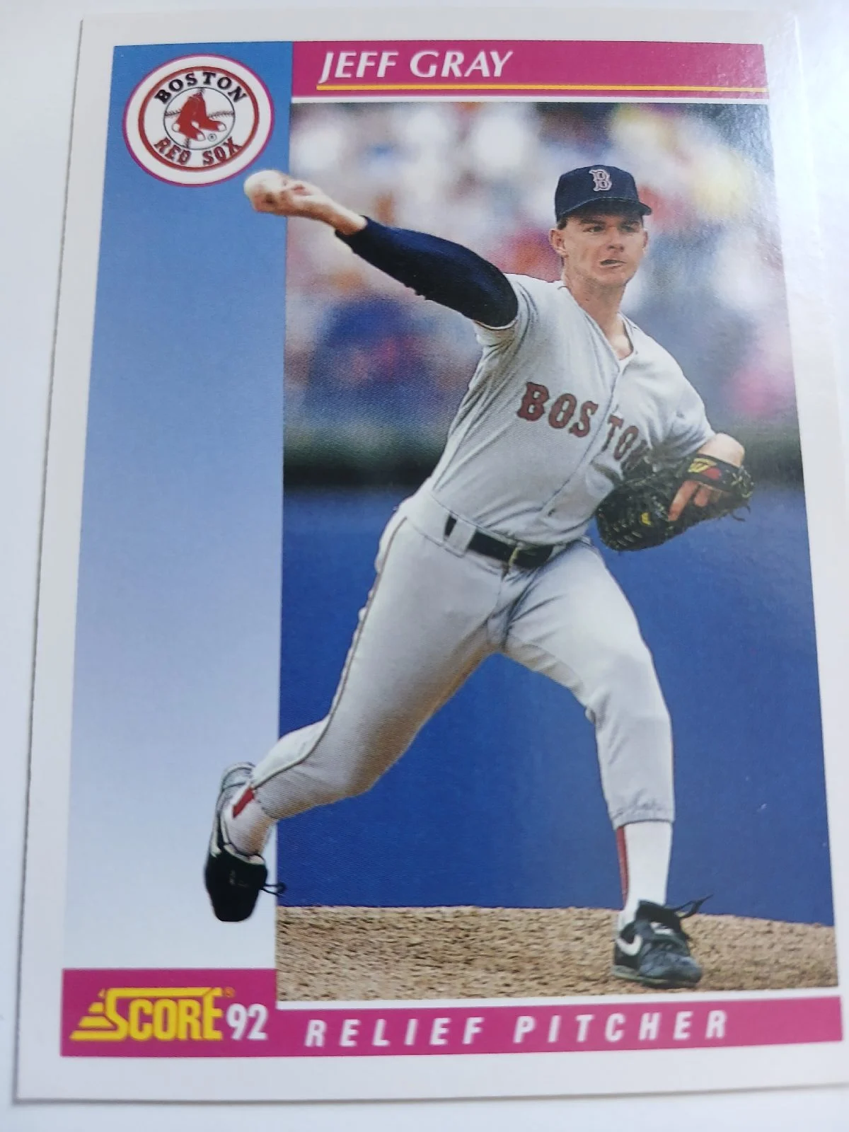 Jeff Gray MLB Pitcher Boston Red Sox Score 1992
