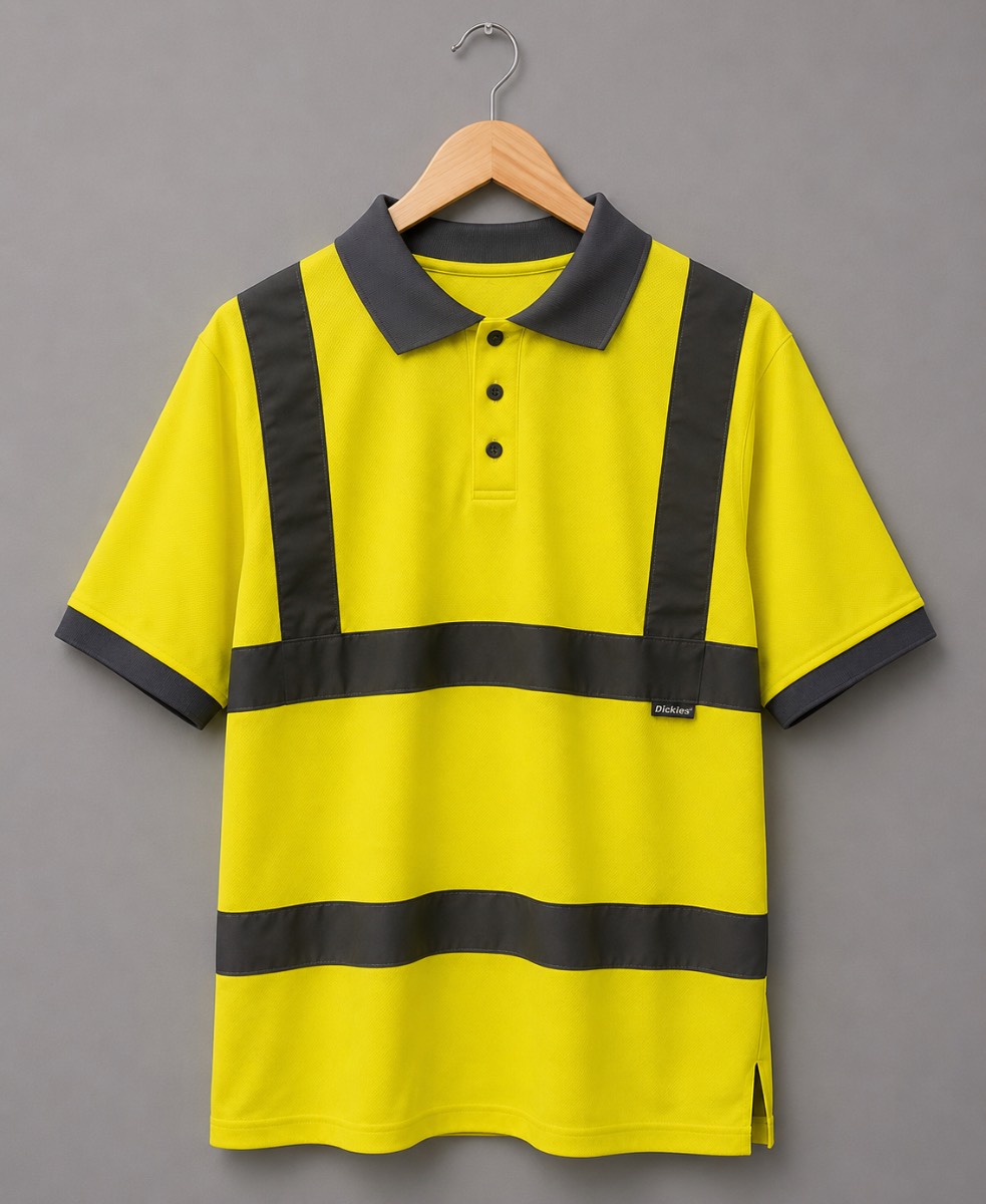 Dickies Hi Vis Polo Shirt Yellow Large L BNWT Reflective Workwear Safety