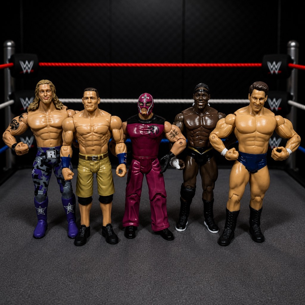 WWE Wrestling Figure Bundle Edge John Cena Rey Mysterio JBL Elijah Burke Mattel