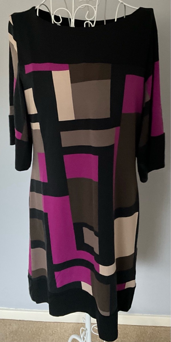 Pomodoro abstract colour block geometric shift dress size 12 in VGC