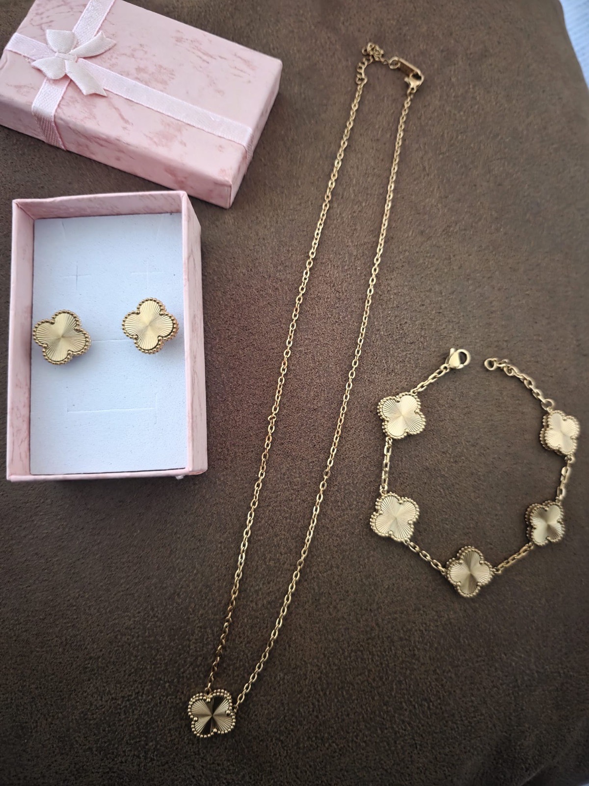 18k gold plated clover set