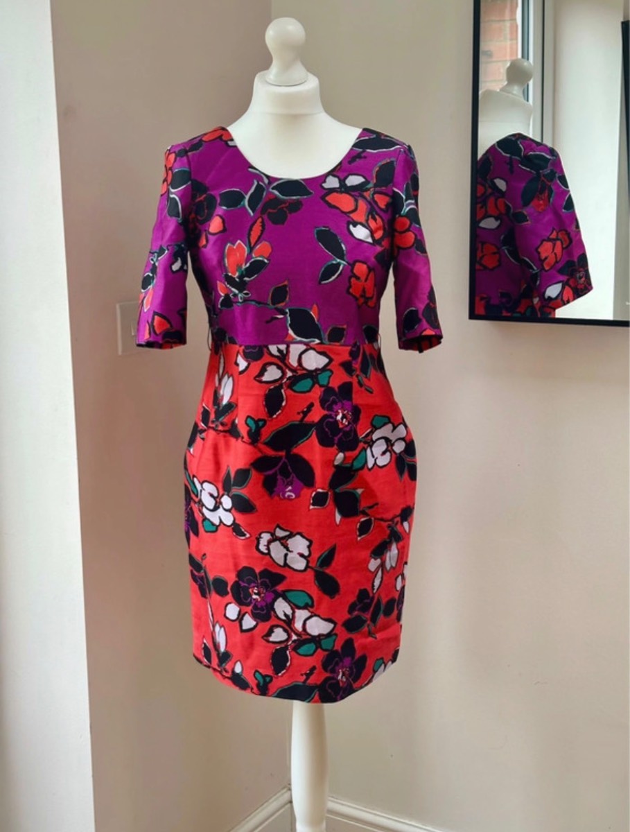 NW3 (Hobbs) Floral Silk Wool Occasion Pencil Dress - size 10
