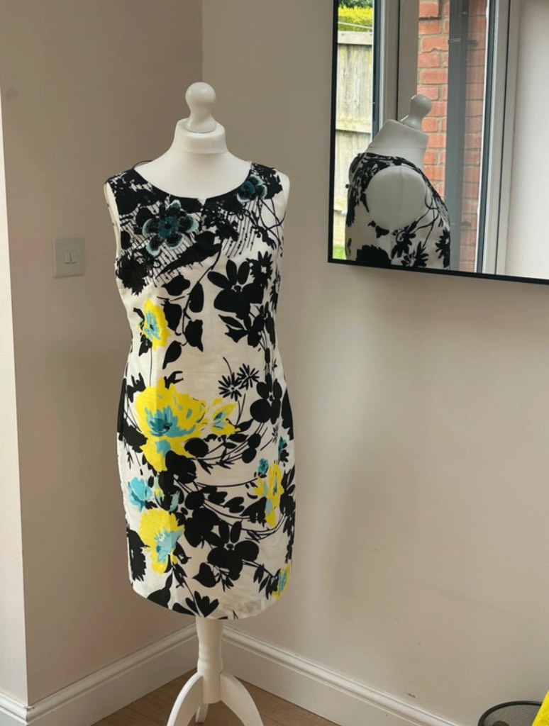 Monsoon Floral Embellished Shift Dress - Size 12