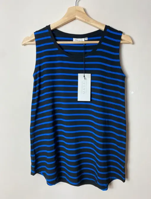Masai Elisa jersey vest top blue and black size XS BNWT
