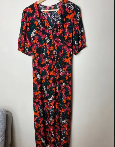 Kitri Salma Floral Print Balloon Sleeve Maxi Dress Size 8