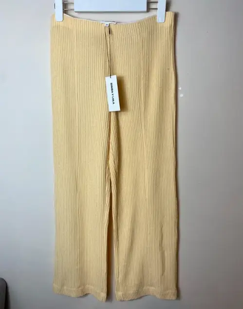 Bimba Y Lola yellow ribbed trousers size small BNWT