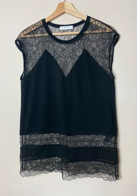 Sandro black lace top size 10