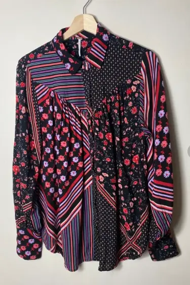 Free People Hazel Button down shirt size small boho bohemian