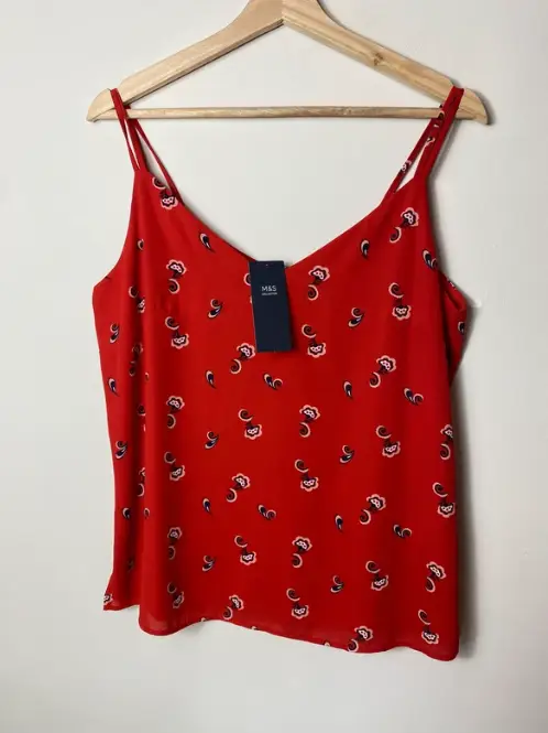 M&S Camisole / vest top red floral paisley size 12 brand new with tags