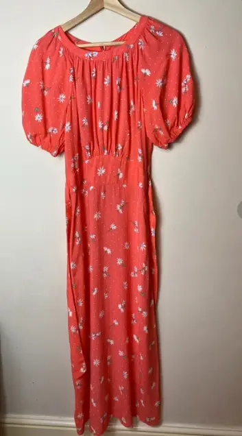 Oliver Bonas Daisy Print Pink Midi Midaxi Dress Size 8
