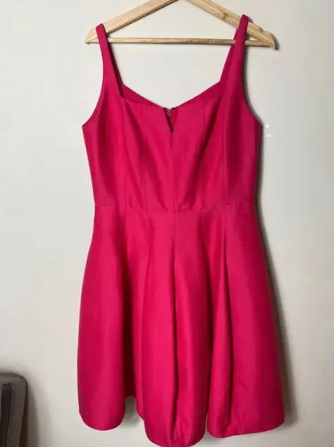 Halston Heritage hot pink sleeveless bubble hem dress size 10 cotton silk