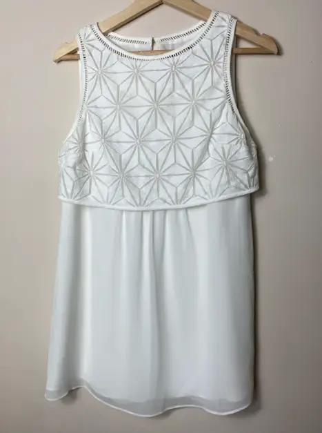 Mint Velvet White Brodery Anglais style layered boho top size 10