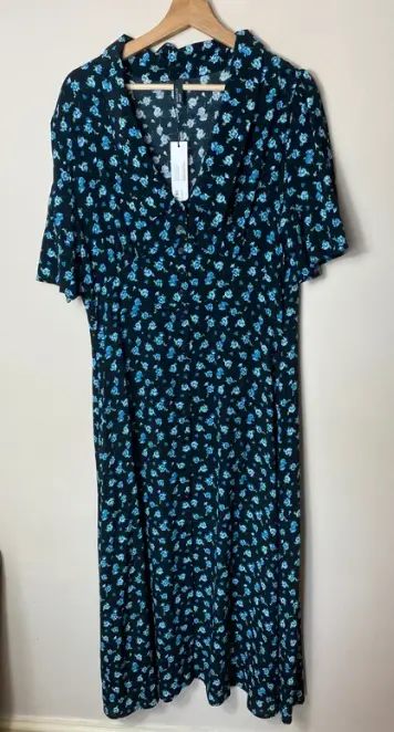 Nobodys Child black daisy collar midi dress size 14 BNWT