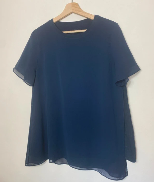 ME+EM navy blue chiffon layered top size 14